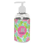 Preppy Hibiscus Plastic Soap / Lotion Dispenser (8 oz - Small - White) (Personalized)