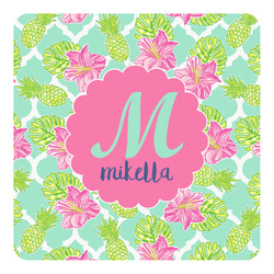Preppy Hibiscus Square Decal - Large (Personalized)