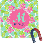 Preppy Hibiscus Square Fridge Magnet (Personalized)