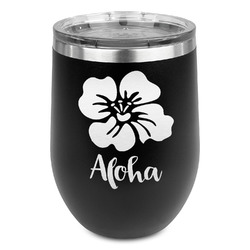 Preppy Hibiscus Stemless Wine Tumbler - 5 Color Choices - Stainless Steel  (Personalized)