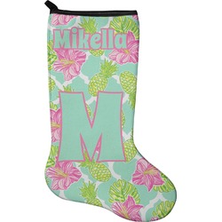 Preppy Hibiscus Holiday Stocking - Single-Sided - Neoprene (Personalized)