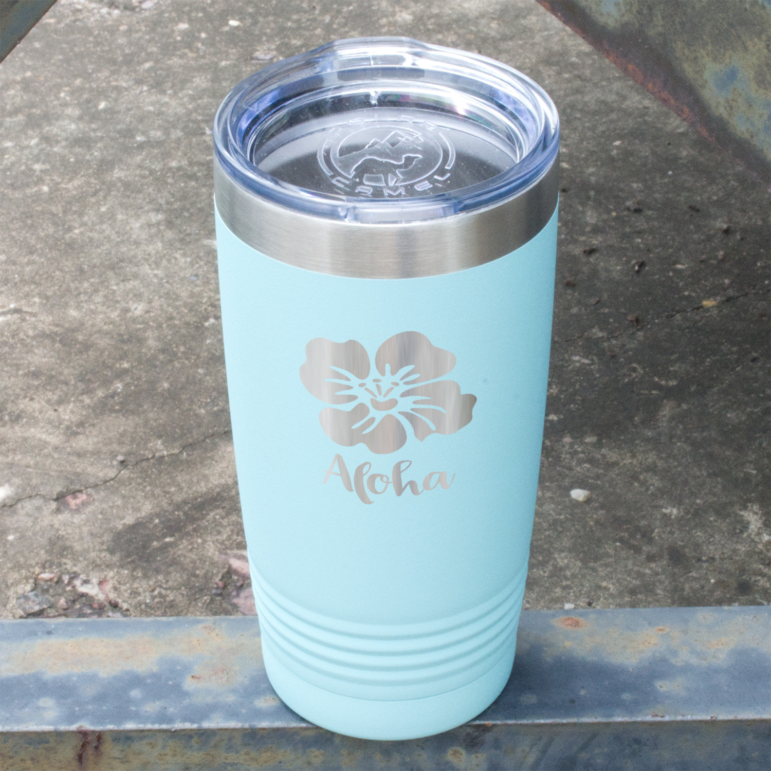 Preppy Hibiscus Design Custom 20oz Stainless Steel Water Bottle - Full Print