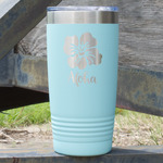 Preppy Hibiscus 20 oz Stainless Steel Tumbler - Teal - Double Sided (Personalized)