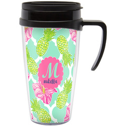 Preppy Hibiscus Acrylic Travel Mug with Handle (Personalized)