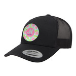 Preppy Hibiscus Trucker Hat - Black (Personalized)