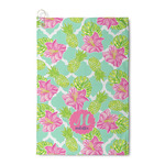 Preppy Hibiscus Waffle Weave Golf Towel (Personalized)