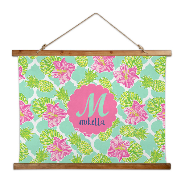 Custom Preppy Hibiscus Wall Hanging Tapestry - Wide (Personalized)