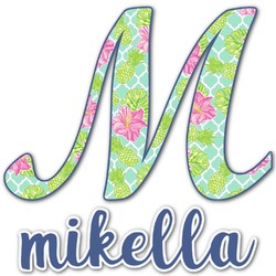Preppy Hibiscus Name & Initial Decal - Custom Sized (Personalized)