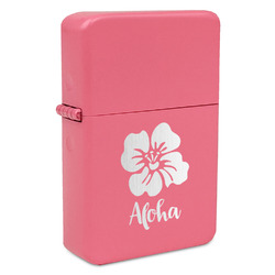 Preppy Hibiscus Windproof Lighter - Pink - Double Sided & Lid Engraved (Personalized)