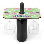 Preppy Hibiscus Wine Bottle & Glass Holder (Personalized)