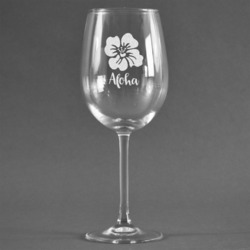 Preppy Hibiscus Wine Glass (Single) (Personalized)