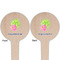 Preppy Hibiscus Wooden 4" Food Pick - Round - Double Sided - Front & Back