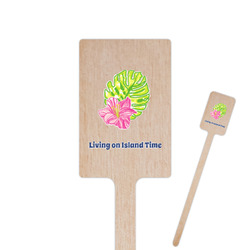 Preppy Hibiscus 6.25" Rectangle Wooden Stir Sticks - Double Sided (Personalized)