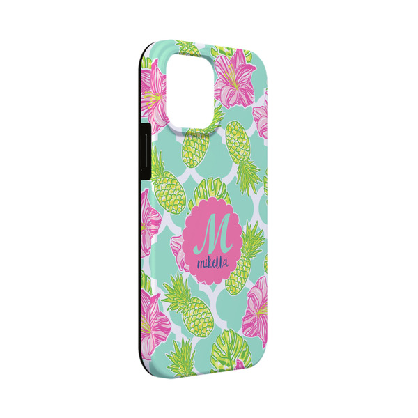 Custom Preppy Hibiscus iPhone Case - Rubber Lined - iPhone 13 Mini (Personalized)