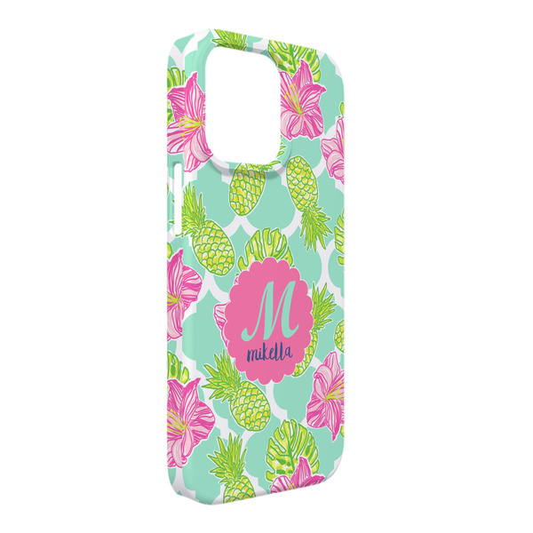 Custom Preppy Hibiscus iPhone Case - Plastic - iPhone 13 Pro Max (Personalized)