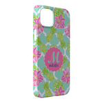 Preppy Hibiscus iPhone Case - Plastic - iPhone 14 Plus (Personalized)