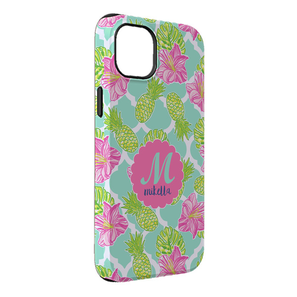 Custom Preppy Hibiscus iPhone Case - Rubber Lined - iPhone 14 Plus (Personalized)