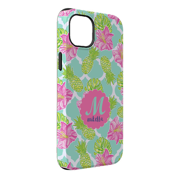 Custom Preppy Hibiscus iPhone Case - Rubber Lined - iPhone 14 Pro Max (Personalized)