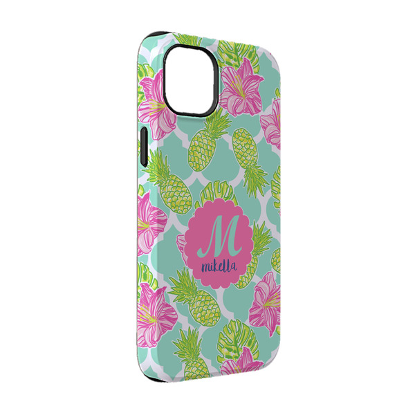 Custom Preppy Hibiscus iPhone Case - Rubber Lined - iPhone 14 (Personalized)