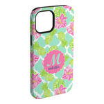 Preppy Hibiscus iPhone Case - Rubber Lined - iPhone 15 Plus (Personalized)