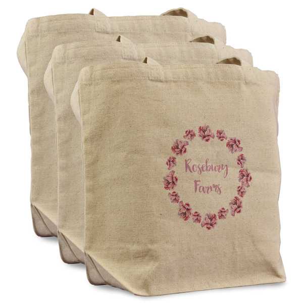 Custom Farm House Reusable Cotton Grocery Bags - Set of 3 (Personalized)