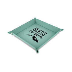 Farm House Faux Leather Dice Tray - 6" x 6" - Teal