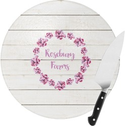 Farm House Round Glass Cutting Board - Small (Personalized)