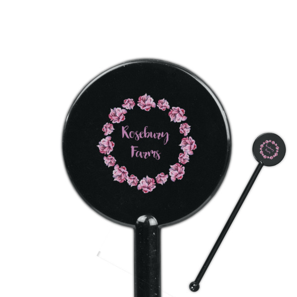 Custom Farm House 5.5" Round Plastic Stir Sticks - Black - Single Sided (Personalized)