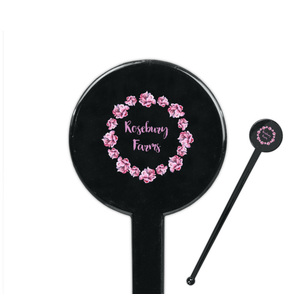 Custom Farm House 7" Round Plastic Stir Sticks - Black - Single Sided (Personalized)