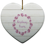 Farm House Heart Ceramic Ornament w/ Name or Text