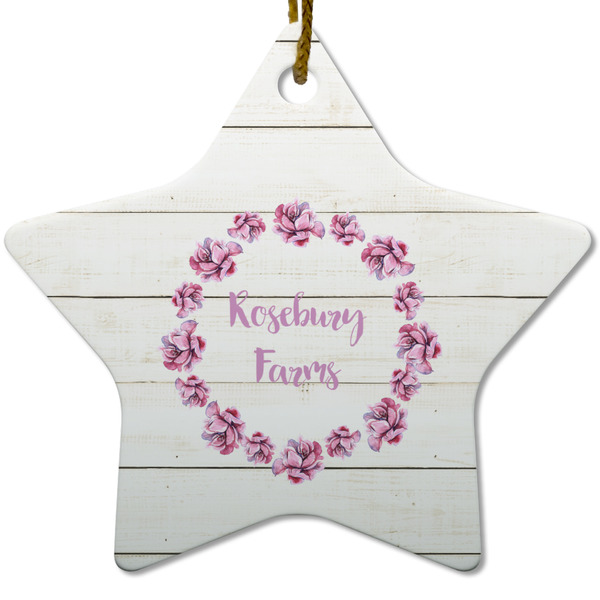 Custom Farm House Star Ceramic Ornament w/ Name or Text