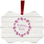 Farm House Metal Frame Ornament - Double Sided w/ Name or Text