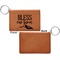 Farm House Cognac Leatherette Keychain ID Holders - Front Apvl