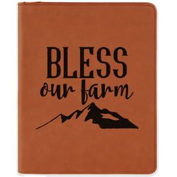 Farm House Leatherette Zipper Portfolio with Notepad - Single Sided