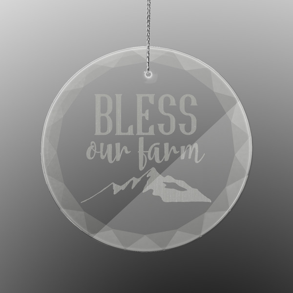 Custom Farm House Engraved Glass Ornament - Round