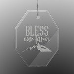 Farm House Engraved Glass Ornament - Octagon