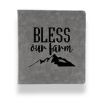 Farm House Leather Binder - 1" - Grey (Personalized)