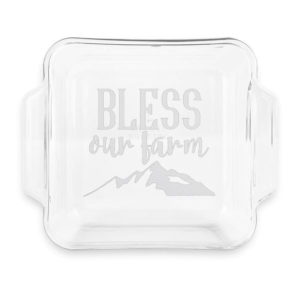 Custom Farm House Glass Cake Dish with Truefit Lid - 8in x 8in