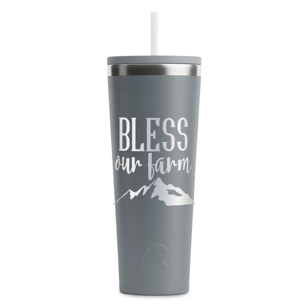 Custom Farm House RTIC Everyday Tumbler with Straw - 28oz - Grey - Double-Sided (Personalized)