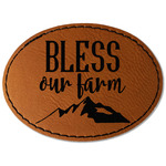 Farm House Faux Leather Iron On Patch - Oval