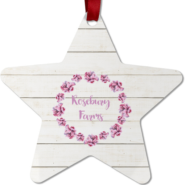 Custom Farm House Metal Star Ornament - Double Sided w/ Name or Text