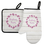 Farm House Left Oven Mitt & Pot Holder Set w/ Name or Text