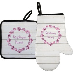 Farm House Right Oven Mitt & Pot Holder Set w/ Name or Text