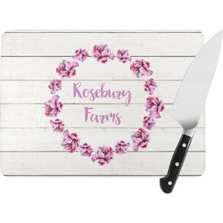 Farm House Rectangular Glass Cutting Board - Large - 15.25"x11.25" w/ Name or Text