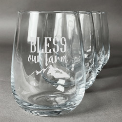Farm House Stemless Wine Glasses (Set of 4)