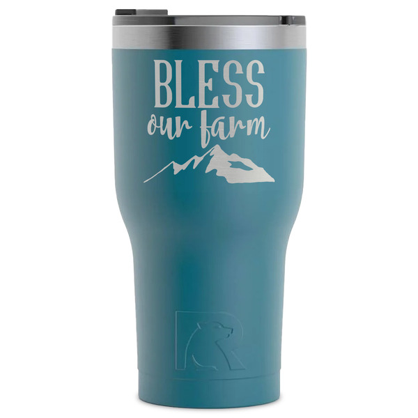 Custom Farm House RTIC Tumbler - Dark Teal - Laser Engraved - Single-Sided