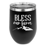 Farm House Stemless Stainless Steel Wine Tumbler - Black - Double Sided (Personalized)