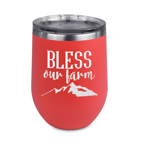 Custom Farm House Stemless Stainless Steel Wine Tumbler - Coral - Double Sided (Personalized)