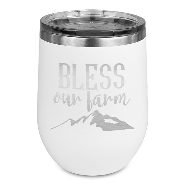 Custom Farm House Stemless Stainless Steel Wine Tumbler - White - Double Sided (Personalized)