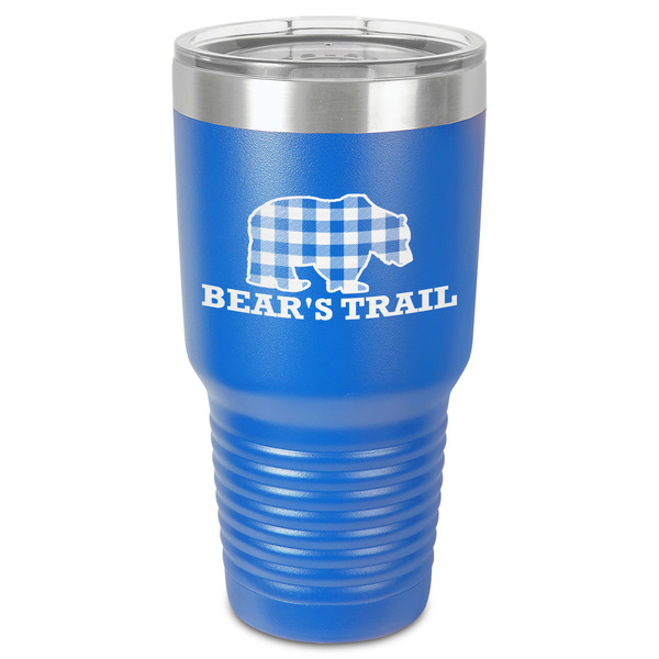 Custom Lumberjack Plaid 30 oz Stainless Steel Tumbler - Royal Blue - Single-Sided (Personalized)